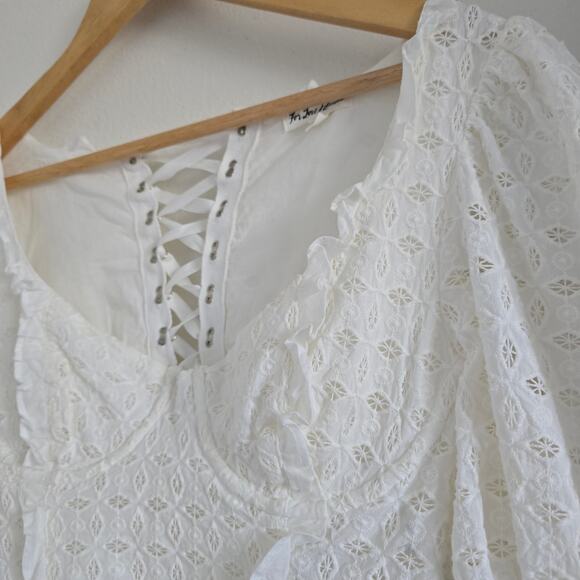 For Love and Lemons Top and Skirt Set Sand Dollar Lace Up Eyelet White Size M - Picture 6 of 15